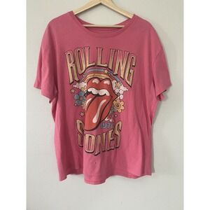 Rolling Stones Pink Tee Women Sz XXL Tshirt UK Tour 1971